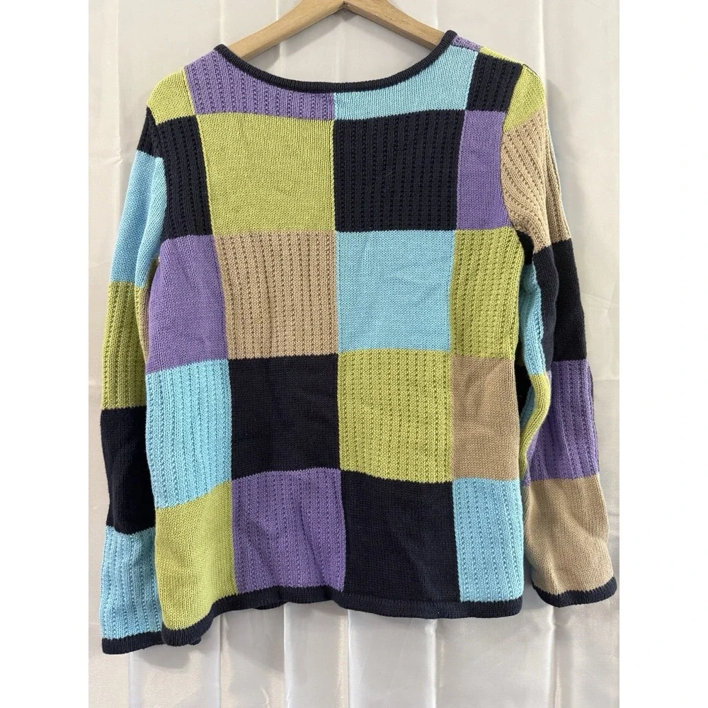 Vintage Christopher & Banks L Multicolor Patchwork Color‎ Block Cardigan Sweater